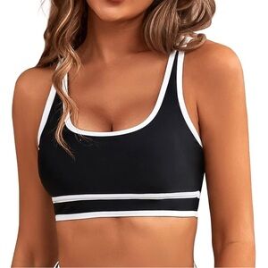 NWT BMJL Women’s Black & White Color Block Sporty‎ Bikini Top - XS